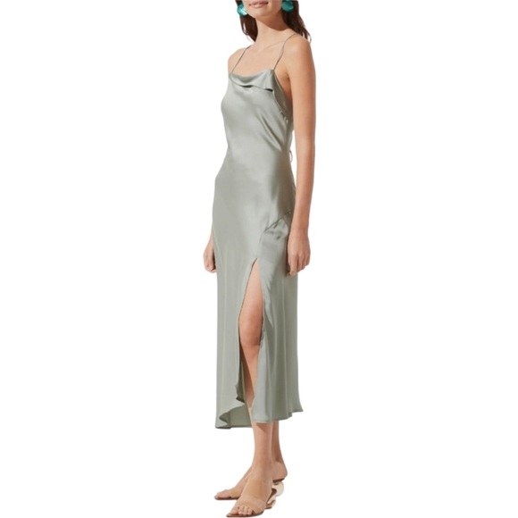 NWOT ASTR the Label Slip Dress Open
back Side Slit Sage Size Large - Picture 14 of 16